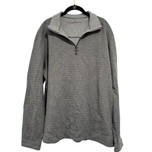 Tommy Bahama Mens Gray reversible Herringbone Quarter Zip Pullover XL